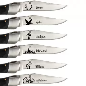 Coltello tascabile nero personalizzato con incisione e custodia