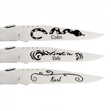 Coltello tascabile personalizzato con incisione tattoo e testo