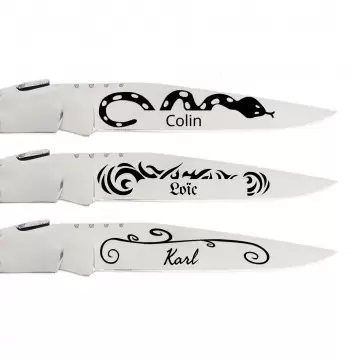 Coltello tascabile personalizzato con incisione tattoo e testo