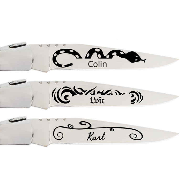 Coltello tascabile personalizzato con incisione tattoo e testo