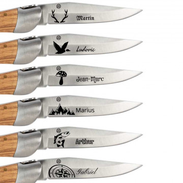 Coltello outdoor in legno personalizzato con incisione e motivo