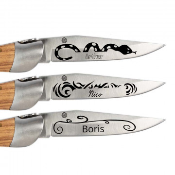 Coltello tascabile tattoo in legno personalizzato con incisione