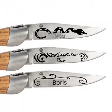 Coltello tascabile tattoo in legno personalizzato con incisione