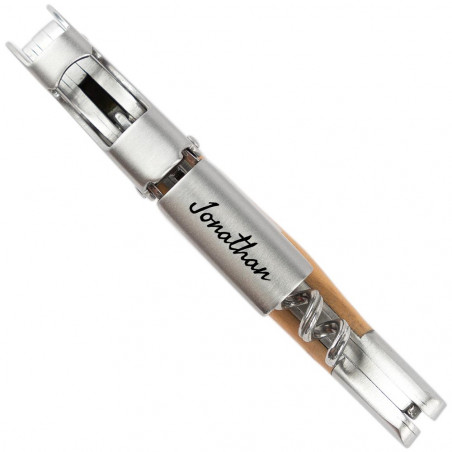 Incisione personalizzata su robusto legno sommelier e acciaio