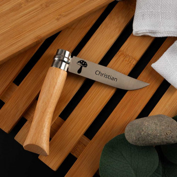 Coltello tascabile Opinel personalizzato |Design della natura e incisione del testo