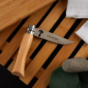 Coltello tascabile Opinel personalizzato |Design della natura e incisione del testo
