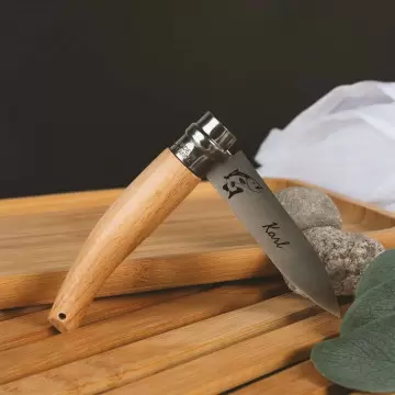 Coltello da giardino Opinel personalizzato |Design della natura e incisione del testo