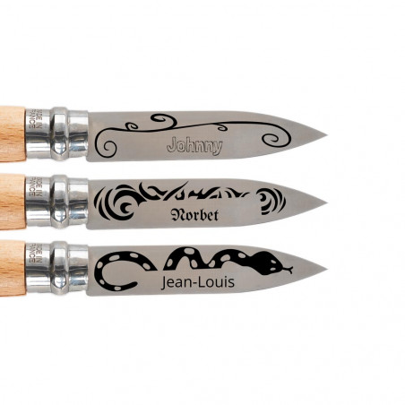 Incisione originale sulla lama del giardino Coltello Opinel Incisione originale sulla lama del giardino Coltello Opinel