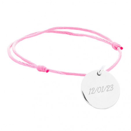 Bracciale in corda rosa inciso medaglione Bracciale in corda rosa inciso medaglione
