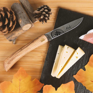 Coltello in legno personalizzato inciso per incisione disegno naturale unico