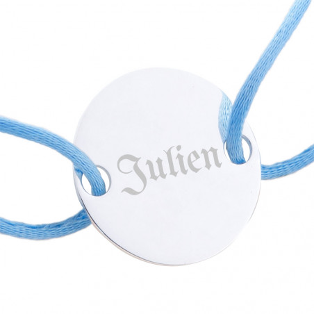 Bracciale in corda mista rotondo medaglione inciso