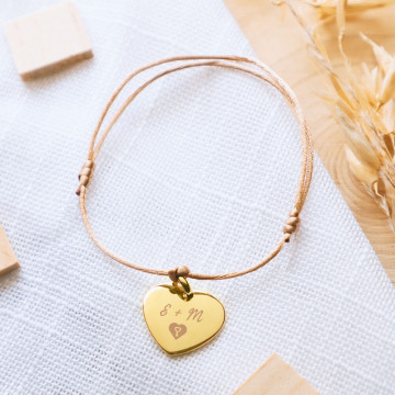 Bracciale con cuore placcato oro | Bracciale personalizzato