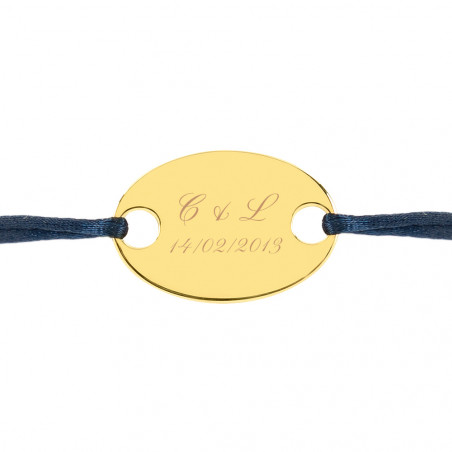 Bracciale ovale placcato oro con incisione di testo marino Bracciale ovale placcato oro con incisione di testo marino
