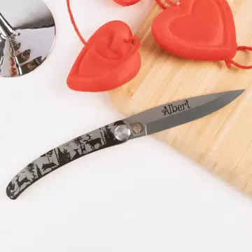 Coltello forestale personalizzato in legno e acciaio |Testo inciso