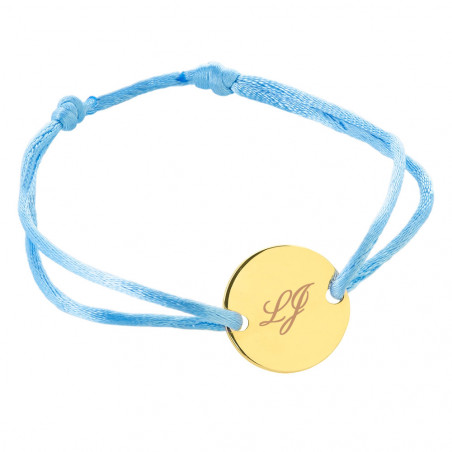 Bracciale in corda blu con incisione di testo placcato oro piccolo rotondo Bracciale in corda blu con incisione di testo placcato oro piccolo rotondo