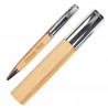Penna a sfera in bambù inciso con tubo di stoccaggio corrispondente