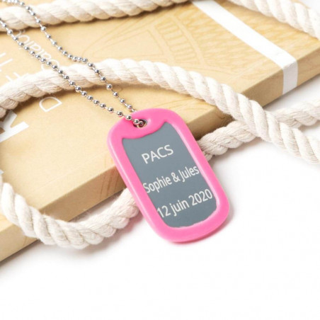 Cane tag donna rosa inciso