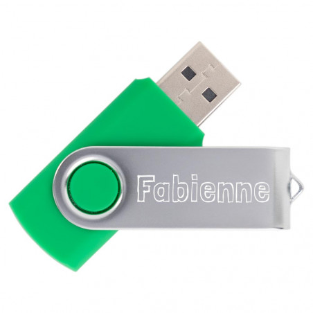 Incisione del testo su chiave usb verde Incisione del testo su chiave usb verde