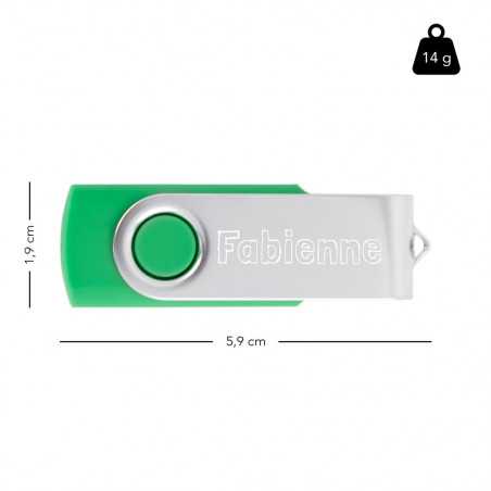 Dimensione dell'unità flash USB verde twister Dimensione dell'unità flash USB verde twister