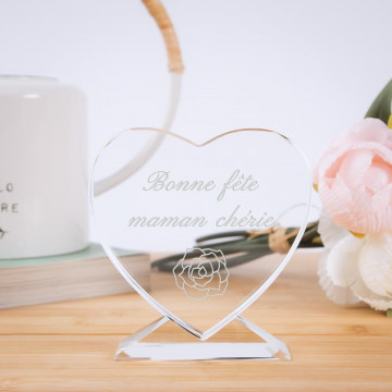 Cuore di vetro inciso personalizzato |Personalizzazione del testo