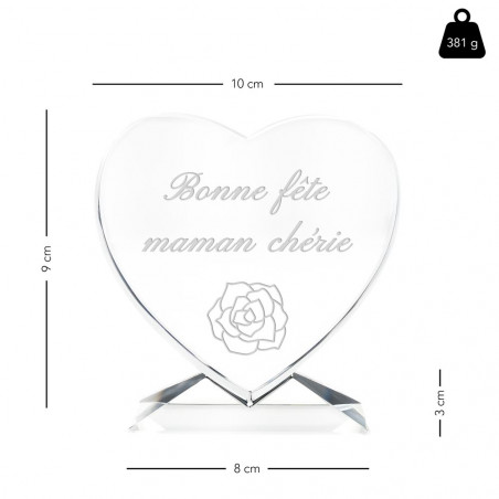 Dimensione del cuore testo in vetro personalizzato Dimensione del cuore testo in vetro personalizzato