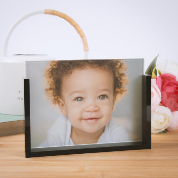 Cornice in vetro con supporto nero per personalizzare