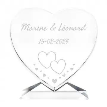 Cuore in vetro personalizzato con incisione