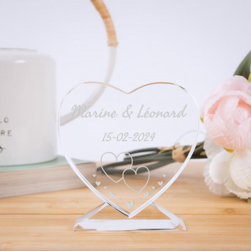 Testo di vetro del cuore personalizzato con disegno dell'amore