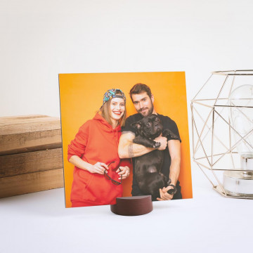 Portafoto in legno con supporto tondo in mogano |Cornice originale