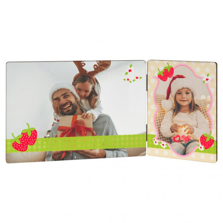 Doppio foto cornice decoro personalizzato fragola Doppio foto cornice decoro personalizzato fragola