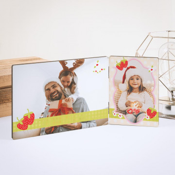 Asimmetrica doppia cornice tema fragola per personalizzare