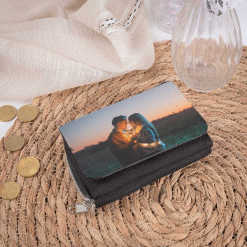 Portafoglio nero con foto personalizzata |Stampa fotografica su patta