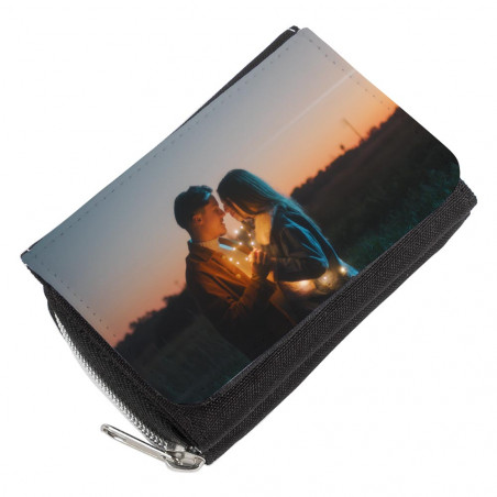Portafogli in tessuto nero con foto stampata Portafogli in tessuto nero con foto stampata