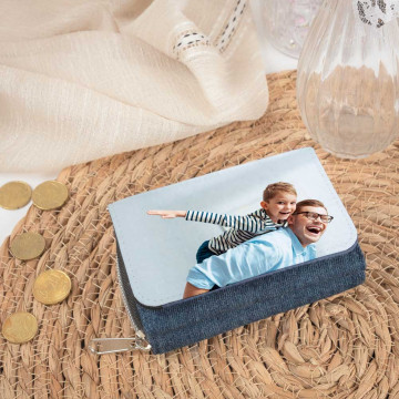 Personalizzato blu jeans portafoglio foto