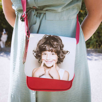 Piccola borsa rossa personalizzata con foto