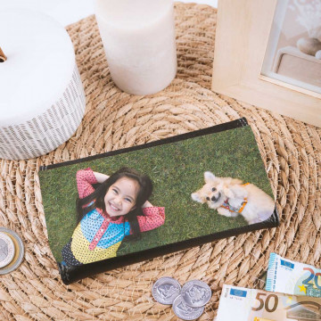 Portafoglio fotografico grande personalizzato in tessuto nero