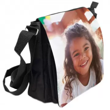 Borsa nera personalizzata con foto | Tracolla regolabile