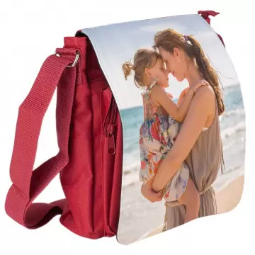 Borsa rossa personalizzata con foto | Tracolla regolabile