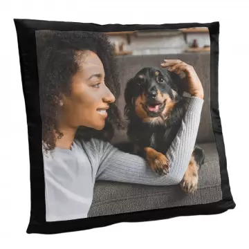 Cuscino personalizzato con foto e cornice nera 45x45 cm