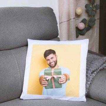 Cuscino 2 colori bianco/blu da personalizzare |Stampa fotografica HD