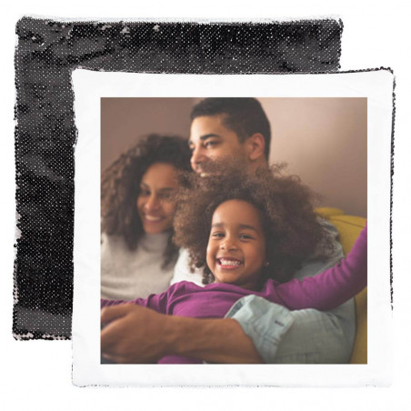 Cuscino in paillettes nero personalizzato Cuscino in paillettes nero personalizzato