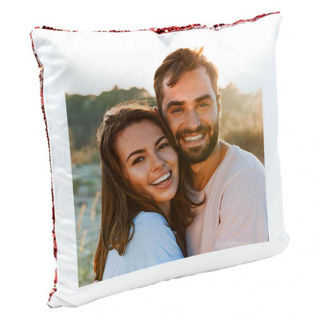 Cuscino in paillettes rosso personalizzabile Cuscino in paillettes rosso personalizzabile