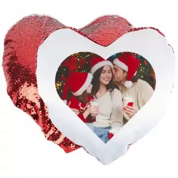 Cuscino cuore con paillettes personalizzato