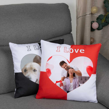Cuscino Adoro il rosso con foto personalizzate