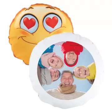 Cuscino rotondo Smiley con foto personalizzata | Ø 40 cm