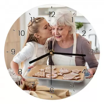 Orologio rotondo in legno con foto personalizzata | 20 cm