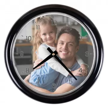 Orologio rotondo personalizzato con foto e bordo nero