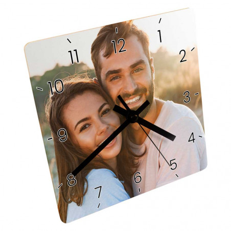 Orologio quadrato in legno personalizzabile Orologio quadrato in legno personalizzabile