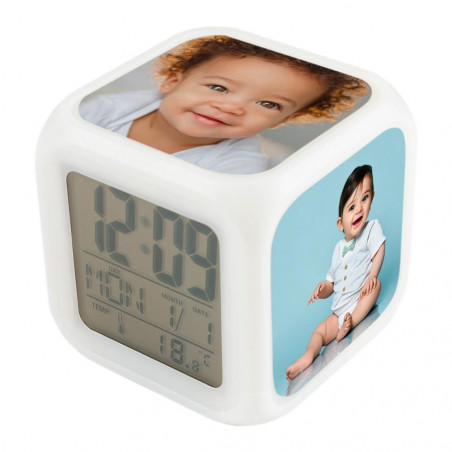Sveglia con 3 foto da personalizzare Sveglia con 3 foto da personalizzare