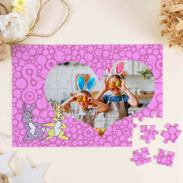 Puzzle A4 personalizzato con tema cuore di coniglio |Puzzle di fotomontaggio